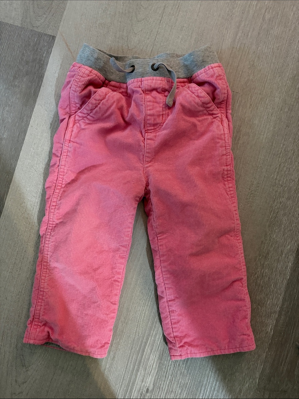 Hanna Andersson Pink Corduroy Jogger Pants with Gray Waistband